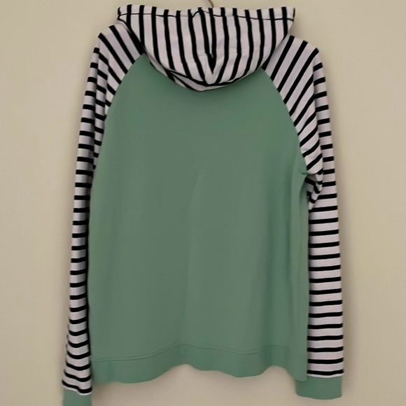 ORVIS Woman’s Hoodie Size S Long Sleeves Color Mint/striped white/navi - Picture 2 of 5